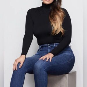Good American Good Touch Long Sleeves High Neck Thong Bodysuit Stretchy Size 3X